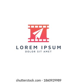 movie and travel negative space logo design