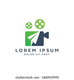 movie and travel negative space logo design