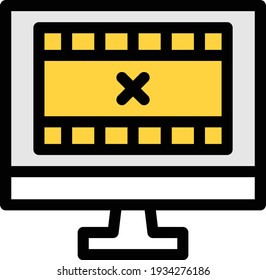 movie vector colour line icon