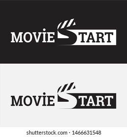 diseño del logotipo del vector de película con clapón y letra S