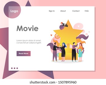 Movie vector website template, web page and landing page design for website and mobile site development. Cinema industry, film making, movie award ceremony or show, film event.