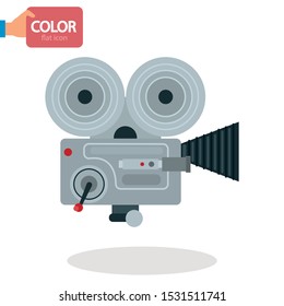 Movie videao camera color vector icon. Flat design