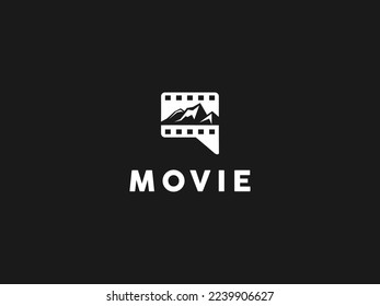 Movie Video Cinema Cinematography Film Production Logo Design Vector In Isolated black Background