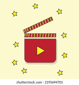 Movie And Video  Clapboard Play Action Clapper Media Symbol Cinema Film Vector Illustration