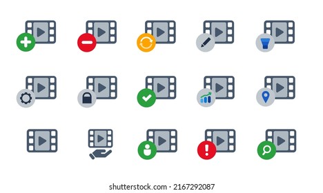 Movie video icon set collection and symbol