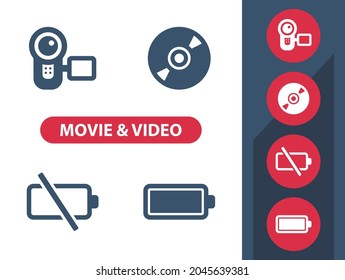 Movie - Video Icons. Professional, pixel perfect icons. EPS 10 format.