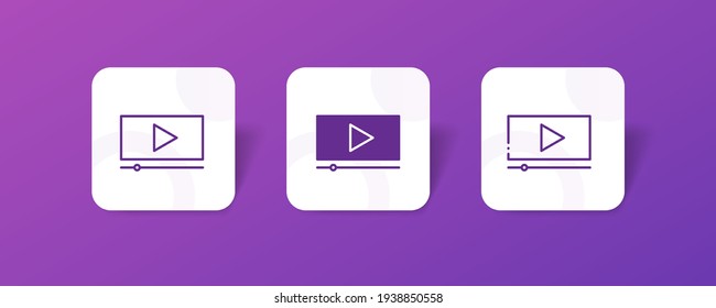 movie video player screen pixel perfect icon set bundle in line  solid  glyph  3d gradient style