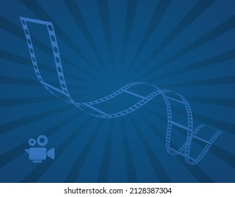 movie video sun beam abstract background with film reel and camera icon