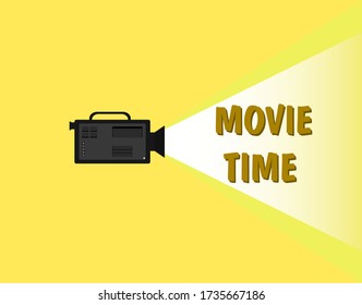 Tiempo de visualización de películas, imagen de cámara, afiche de películas, afiche, ilustración vectorial