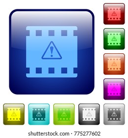 Movie warning icons in rounded square color glossy button set