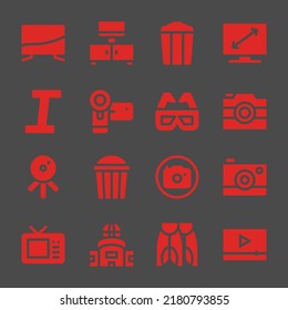 movie web icons. Television and Television, Television and Camera symbol, vector signs