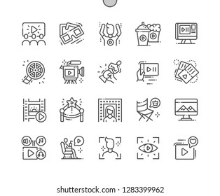 Movie Well-crafted Pixel Perfect Vector Thin Line Icons 30 2x Grid for Web Graphics and Apps. Simple Minimal Pictogram