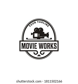 movie works logo studio in white background