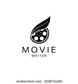 movie writer cinema film production with quill feather pen logo design