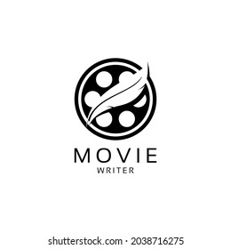 movie writer cinema film production with quill feather pen logo design