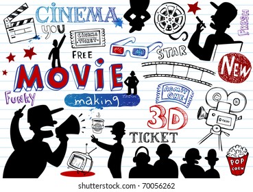 Movie-making, doodle set