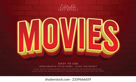 Movies 3d bold editable text effect	