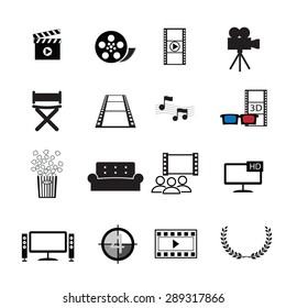 Movies cinema icons set vector 