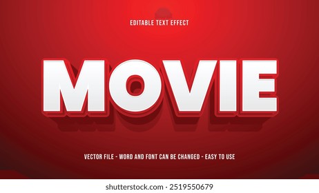 Movies editable text effect, cinema text style effect with 3d style