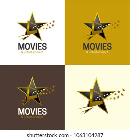 Movies & Entertainment Logo and Icon. Vector Illustration. A logo featuring a star and a cinema screen. 