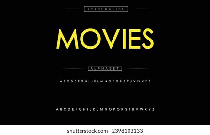 Movies Modern Bold Font. Sans Serif Font. Regular Italic Uppercase Lowercase Typography urban style alphabet fonts for fashion, sport, technology, digital, movie, logo design, vector