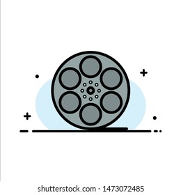 Movies, Play, Video, American  Business Flat Line Filled Icon Vector Banner Template