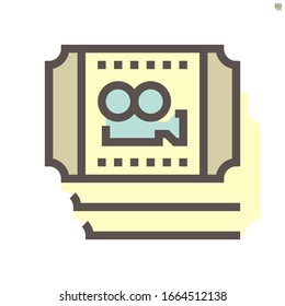 Movies ticket vector icon design,  48X48 pixel perfect and editable stroke.