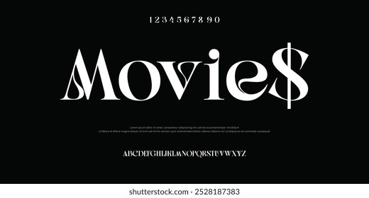 Filmes Trembling alfabeto moderno, letras afiadas ousadas, fonte com onda de concussão para logotipos exclusivos, manchete impressionante dinâmica, tipografia impactante poderosa,