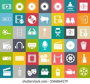 Movies vector illustration icon set. Included the icons as camera, film, awards, entertainment