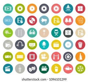 Movies vector illustration icon set. Included the icons as camera, film, awards, entertainment