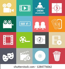 Movies vector illustration icon set. Included the icons as camera, film, awards, entertainment
