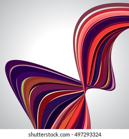 Moving abstract background with lines, vector illustration. Red, purple, brown colors