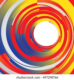 Moving abstract background with lines, vector illustration. Yellow, red, blue colors