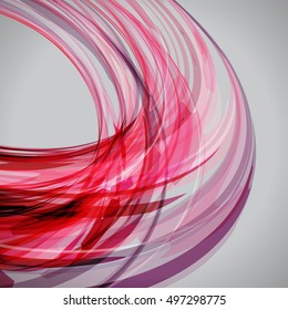 Moving abstract background with lines, vector illustration. Red color