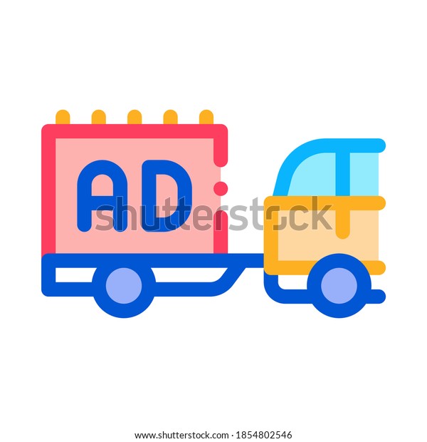 moving advertisement by car\
icon vector. moving advertisement by car sign. color symbol\
illustration