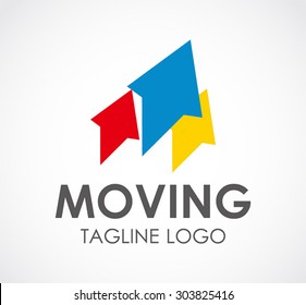 Moving arrow colorful destination abstract vector logo design template target office business icon corporate identity symbol concept