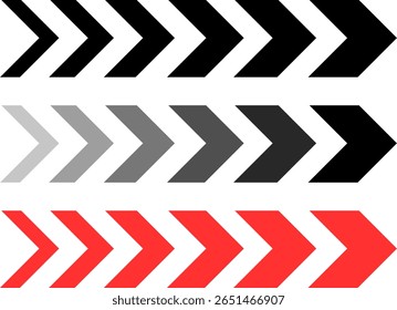 Pfeilsymbol-Set verschieben. Chevron-Pfeilsymbol. Straßenpfeil Zickzack Chevron Geschwindigkeiten
