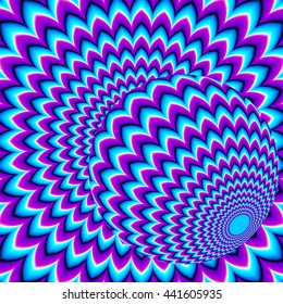 Moving ball on a blue background (optical illusion of movement)