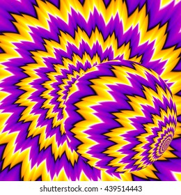 Moving ball on a yellow background (optical illusion of movement)