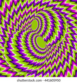 Moving balls on a green background (optical illusion of movement)