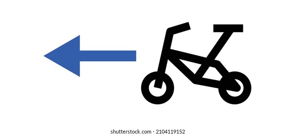 Moving bike icon and arrow. Vector.