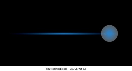 Rayos de luz azul en movimiento. Representación 3D