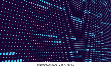 Moving Blue Square Blocks Abstract Finance Digital Business Background. Fintech Technology or Science Research Presentation Backdrop. Digital Crypto Business Vector Illustration.