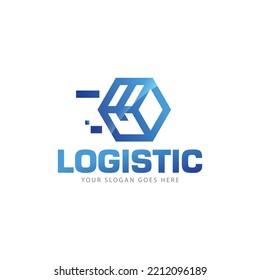 Entrega rápida de caja móvil para la plantilla de diseño de logotipo logístico.