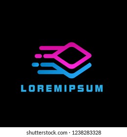 moving box logo with deep philosophy for technology or business startup company.  moving box has mean innovation, technology, vision, traveling and adventure