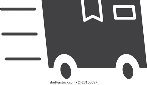Moving box with wheels, fast shipping, delivery, dropshipping business, logo, vector, solid icon.