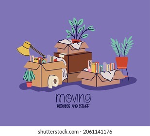 cartel de cajas móviles con cajas