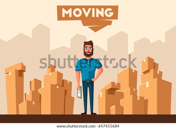 Moving Boxes Transport Company Cartoon Vector Stock Vector