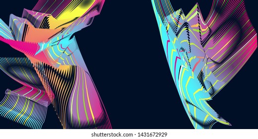 Moving Bright music festival electro music neon gradients multicolored space colorful lines of abstract summer background