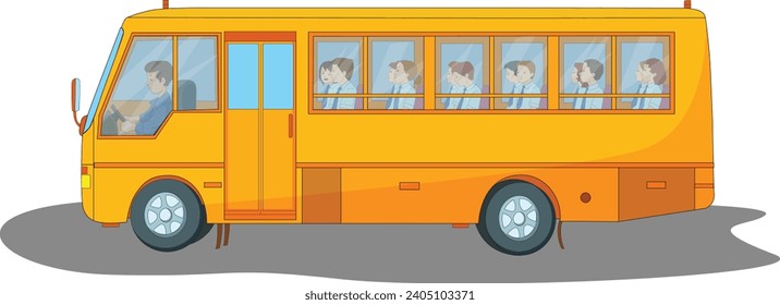 Moving bus isolated vector on white background